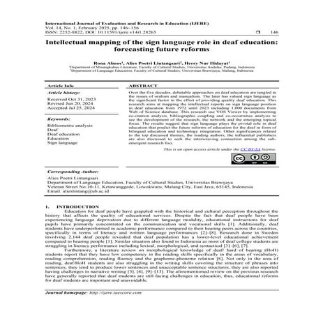 Intellectual mapping of the sign language role in deaf education ...