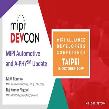 MIPI DevCon Taipei 2019: MIPI Automotive & A-PHY Update
