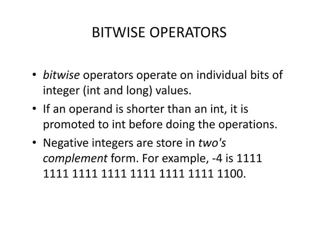 15 bitwise operators