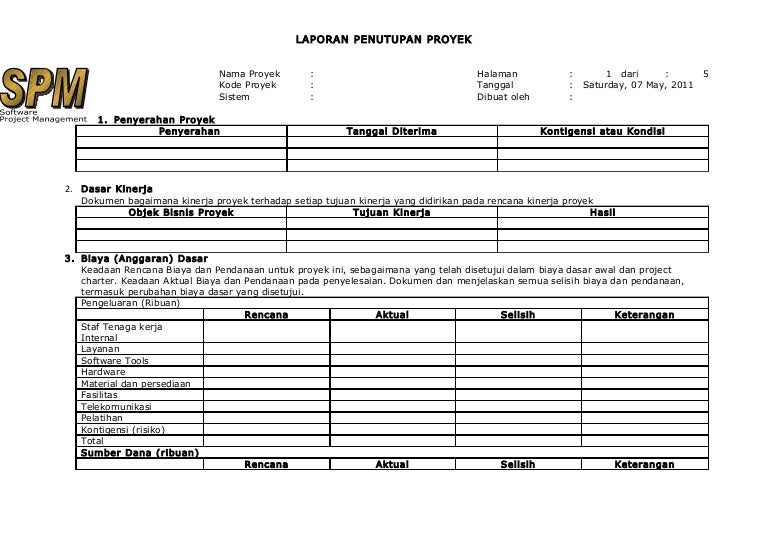 15 laporan penutupan proyek