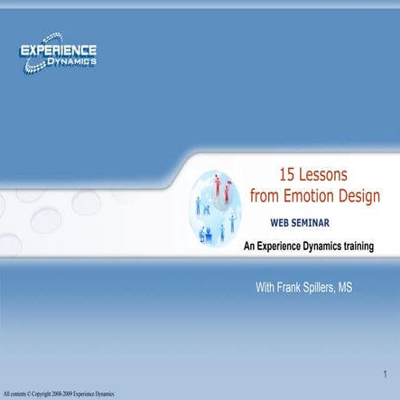 15 Lesssons From Emotion Design  Experience Dynamics Web Seminar