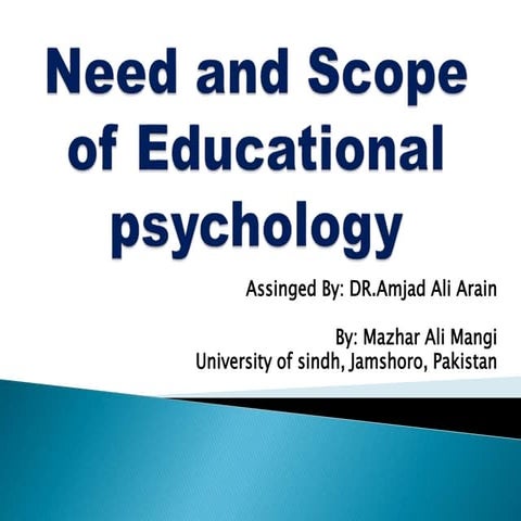 Need & Scope of Educational Psychology