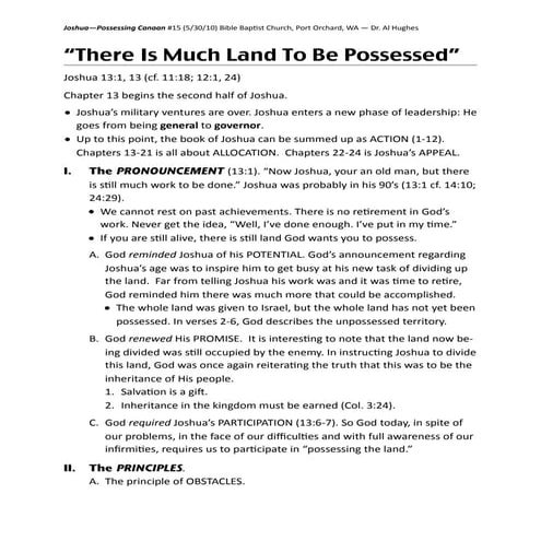 15 much land to be possessed (5-30-10)