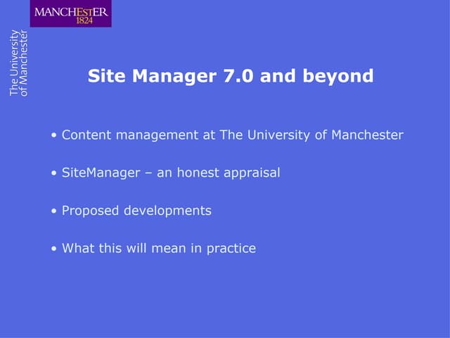 TERMINALFOUR t44u 2008 - The University Of Manchester Case Study