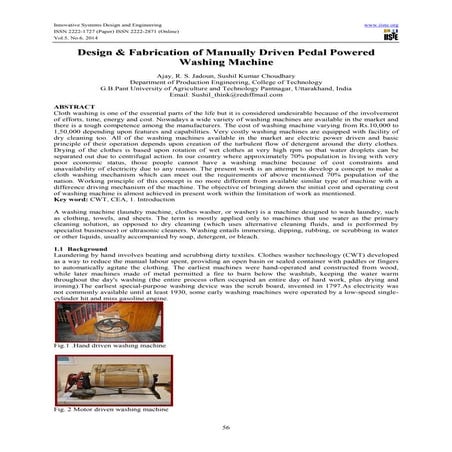 Desiign & Fabriicattiion off Manualllly Driiven Pedall Powered Washiing Machiine