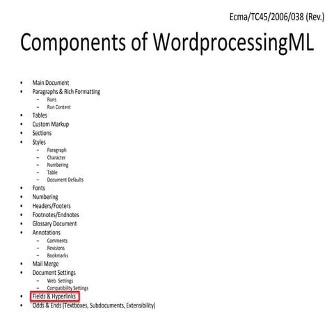 15   wordprocessing ml subject - fields and hyperlinks