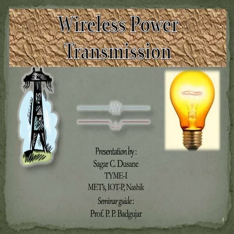 Wireless power transmission ppt by P.Sree Harsha | PPTX