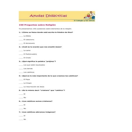 150 Preguntas Sobre Religi%F3n