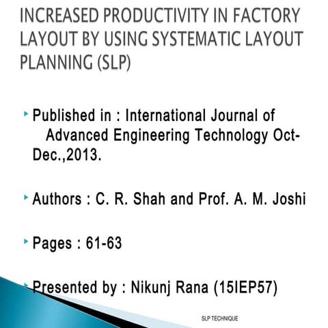 systematic layout planning - case study 