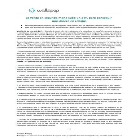 NP Wallapop - La venta en segunda mano sube un 24% para conseguir más dinero en rebajas