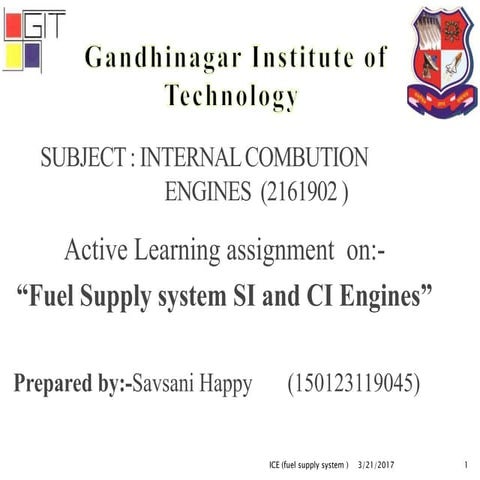 presentation on fuel supply system of SI and CI engines