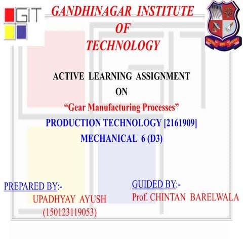 ppt of gears manufacturing processes