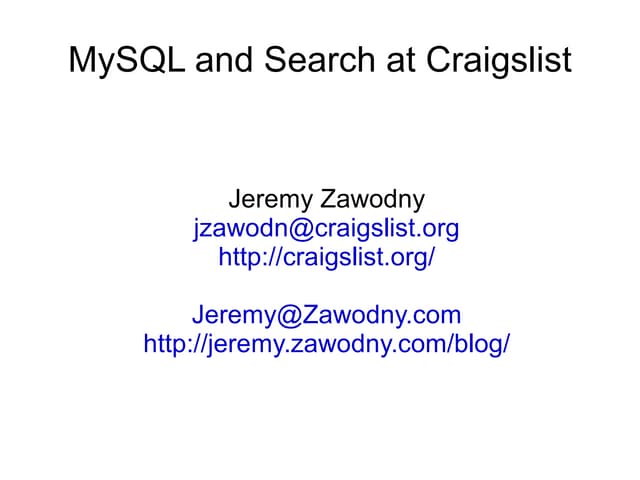 My Sql And Search At Craigslist