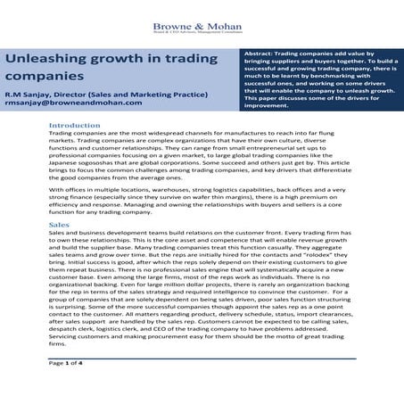 Unleashing growth in trading companies