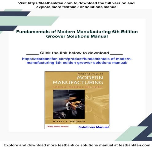 Fundamentals of Modern Manufacturing 6th Edition Groover Solutions Manual
