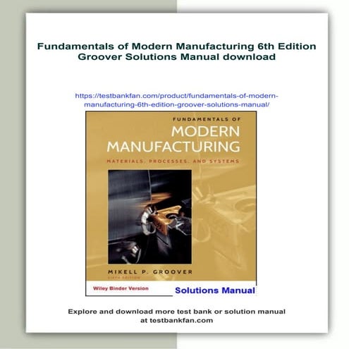 Fundamentals of Modern Manufacturing 6th Edition Groover Solutions Manual