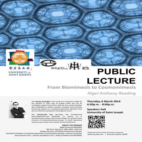 Biomimesis to Cosmomimesis: Asynsis principle lecture