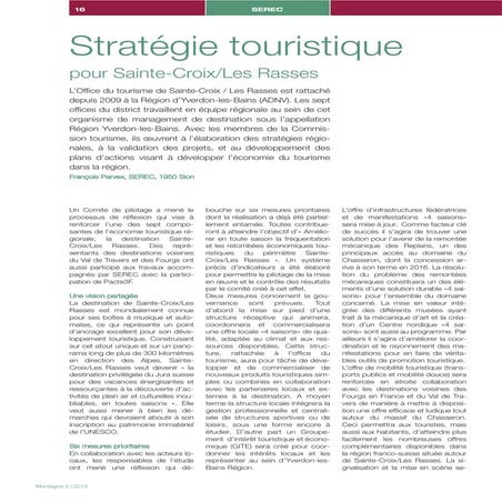 Strategie touristique Sainte- Croix / Les Rasses, Vaud, Suisse