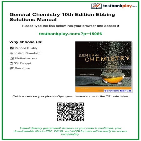 General Chemistry 10th Edition Ebbing Solutions Manual digital download ...