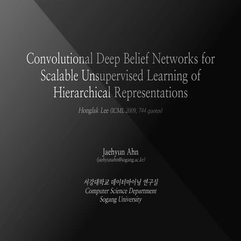 Convolutional Deep Belief Networks for Scalable Unsupervised Learning of Hier...