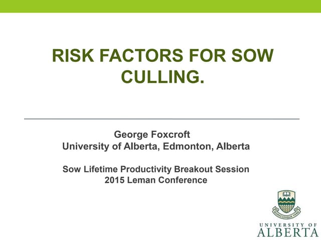 Dr. George Foxcroft - Risk Factors ...