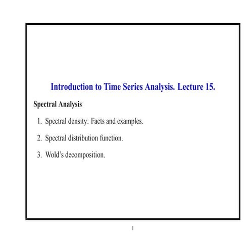 Time series analysis and it's methods of measurement