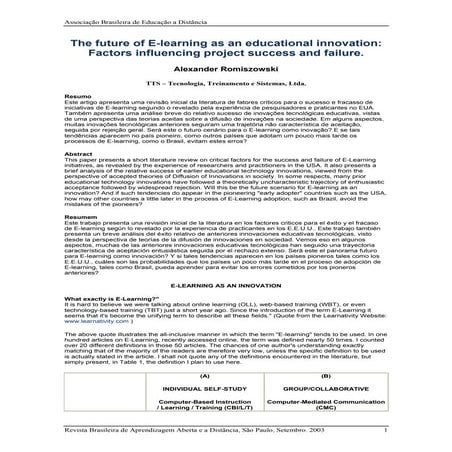  The future of E-learning as an educational innovation: Factors influencing p...