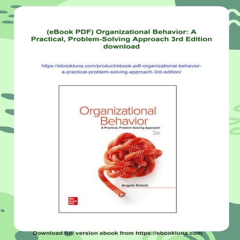 (eBook PDF) Organizational Behavior: A Practical, Problem-Solving Approach 3r...