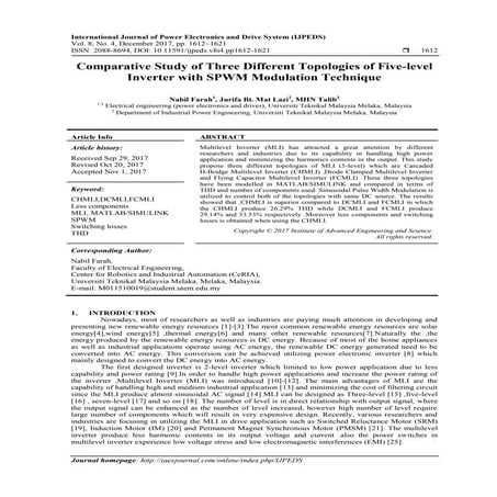 Comparative Study of Three Different Topologies of Five-Level Inverter with S...
