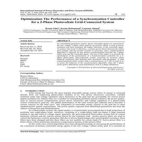Optimization The Performance of a Synchronization Controller For a 3-Phase Ph...