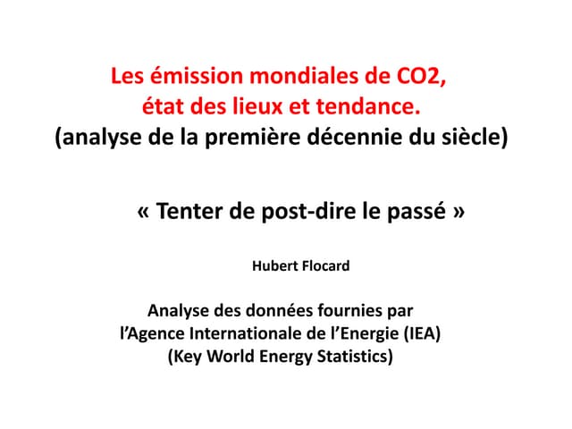 Les émissions mondiales de CO2, éta...
