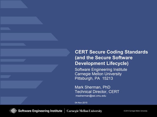 "CERT Secure Coding Standards" by Dr. Mark Sherman
