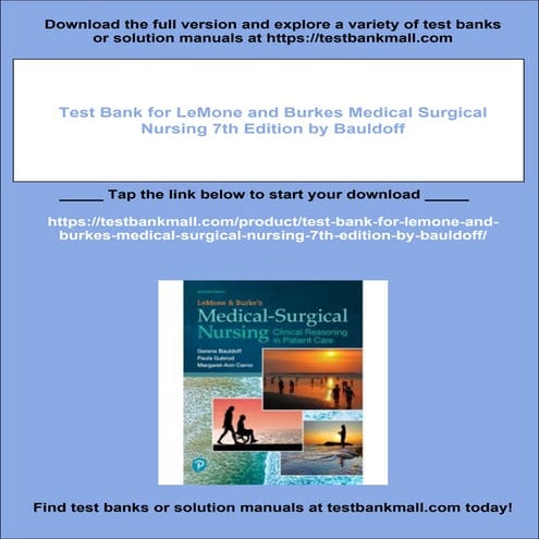 Test Bank for LeMone and Burkes Medical Surgical Nursing 7th Edition by ...
