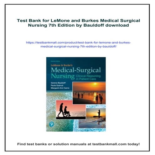 Test Bank for LeMone and Burkes Medical Surgical Nursing 7th Edition by ...