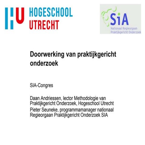 Doorwerking van praktijkgericht onderzoek | PPT