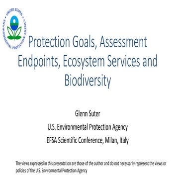 Protection goals, assessment endpoints, ecosystem services and biodiversity