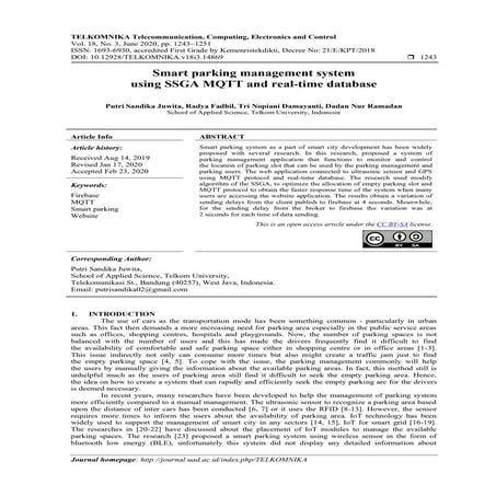 Smart parking management system using SSGA MQTT and real-time database