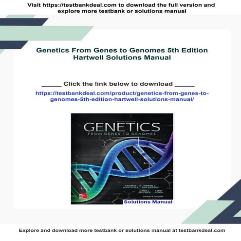 Genetics From Genes to Genomes 5th Edition Hartwell Solutions Manual