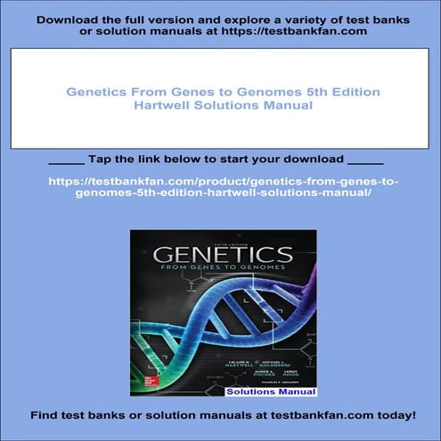 Genetics From Genes to Genomes 5th Edition Hartwell Solutions Manual
