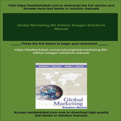 Global Marketing 8th Edition Keegan Solutions Manual