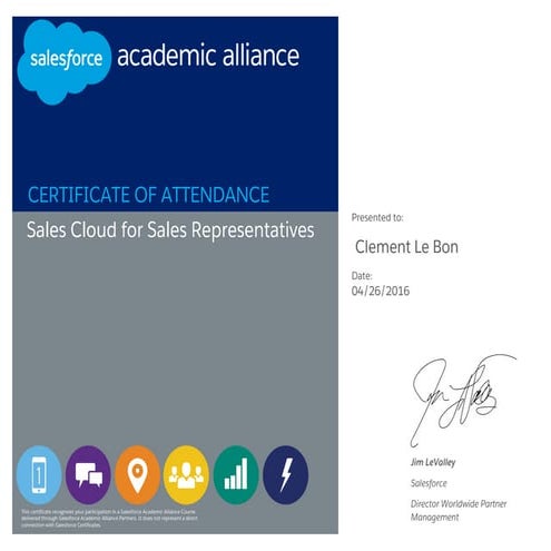 SF Sales Cloud for Sales Representatives - Clement Le Bon