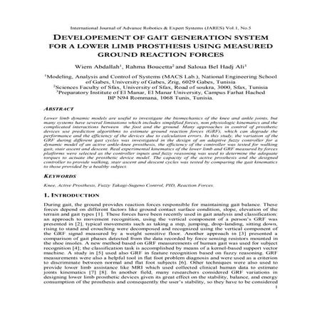 DEVELOPEMENT OF GAIT GENERATION SYSTEM FOR A LOWER LIMB PROSTHESIS USING MEAS...