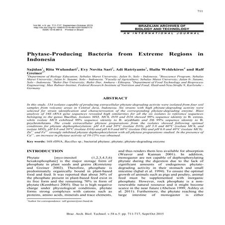 Phytase-Producing Bacteria from Extreme Regions in Indonesia