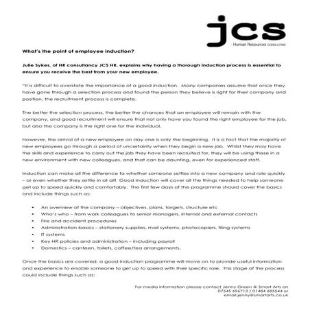 What's the point of employee induction?