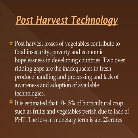 What is post harvest technology | PDF