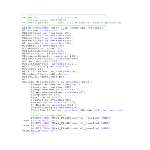 Seistech SQL code | RTF