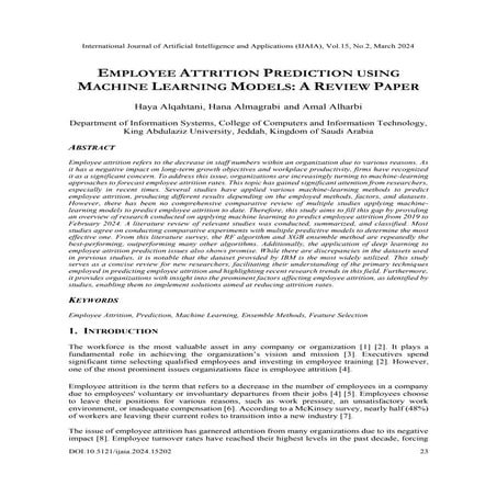 EMPLOYEE ATTRITION PREDICTION USING MACHINE LEARNING MODELS: A REVIEW ...