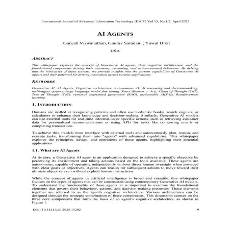 AI AGENTS Generative AI Cognitive architecture