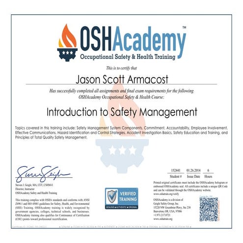 Introduction to Safety Management | PDF