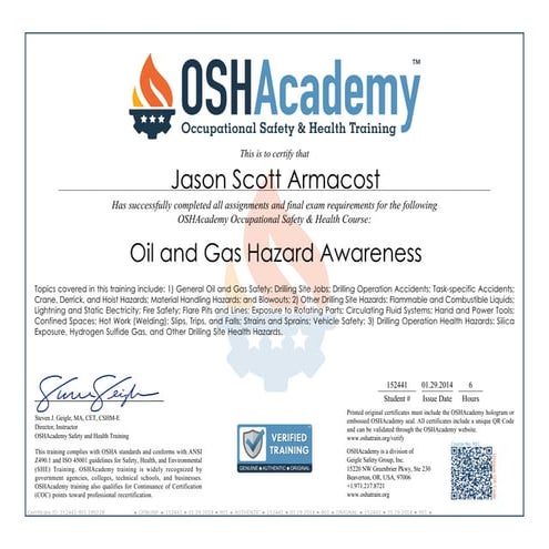 Oil and Gas Hazard Awareness | PDF